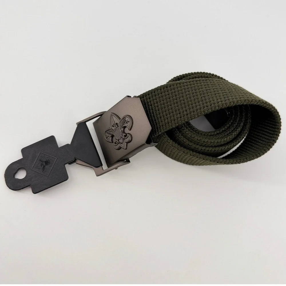 NEW Boy Scouts of America Web Belt Mens M/L 42 Green Canvas Eagle Buckle #64042